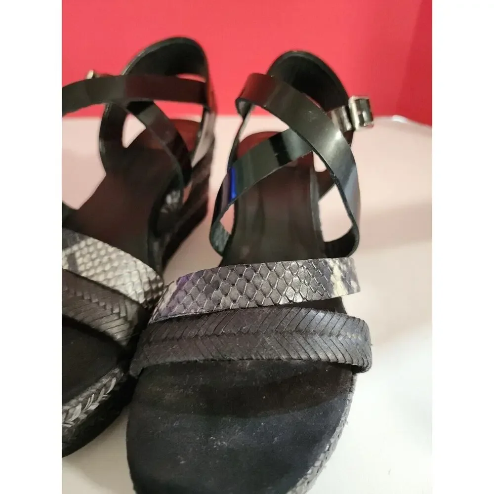 KANNA Espadrilles Womens Sandals Shoes Size 9 EUR 39 Black Strappy platform